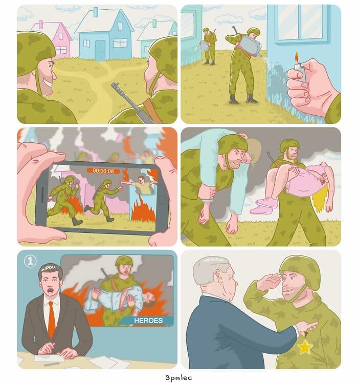 satire comics, 3palec, Social commentary comics, Funny dark humor, Witty illustrations, Political satire comics, Clever cartoons