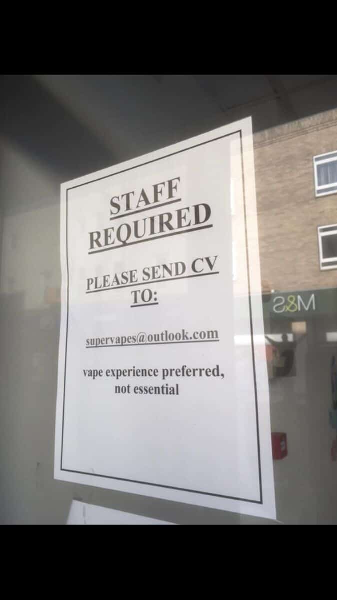 STAFF REQUIRED PLEASE SEND CV TO: