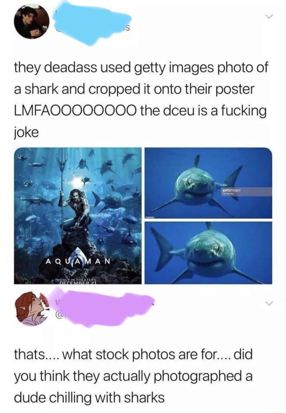 thats.... what stock photos are for.... did you think they actually photographed a dude chilling with sharks