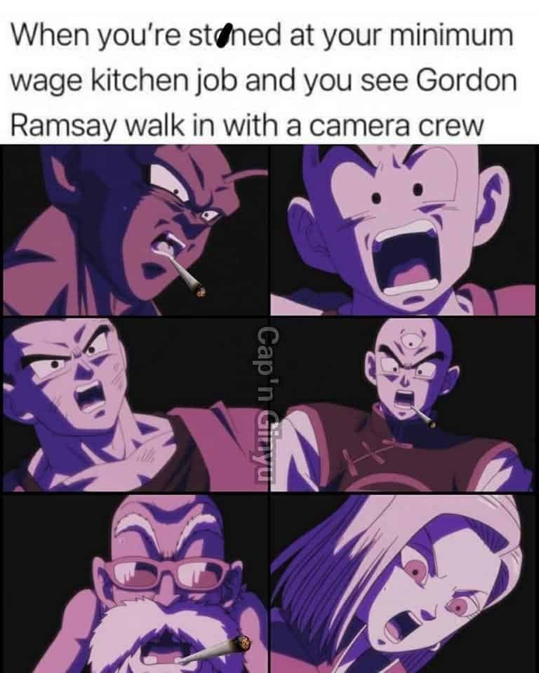 When you're stoned at your minimum wage kitchen job and you see Gordon Ramsay walk in with a camera crew