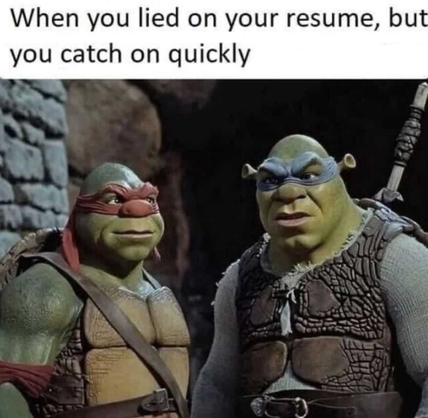 When you lied on your resume, but you catch on quickly