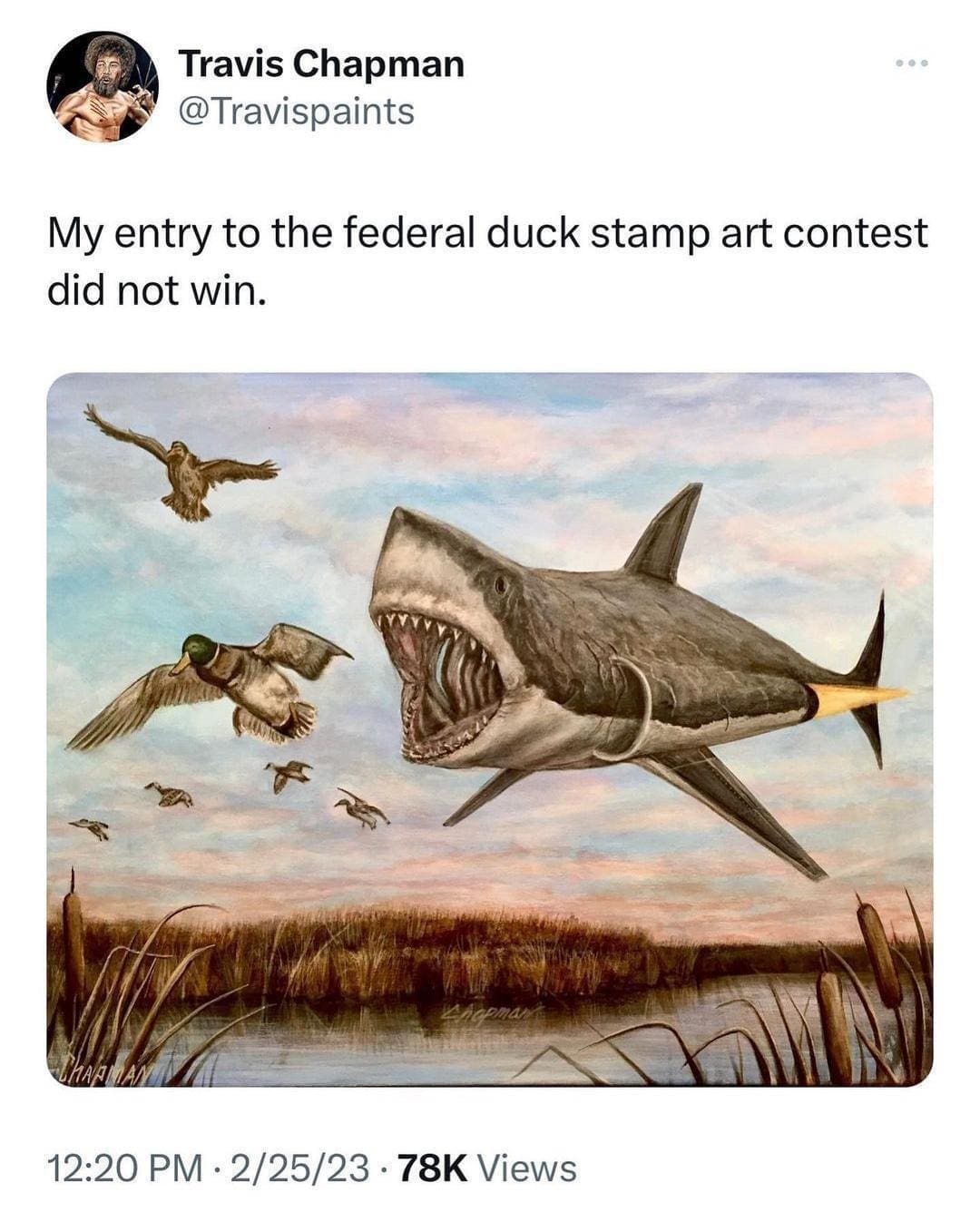 My entry to the federal duck stamp art contest did not win.