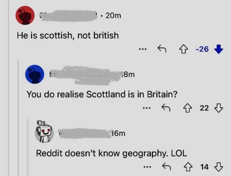 He is scottish, not british