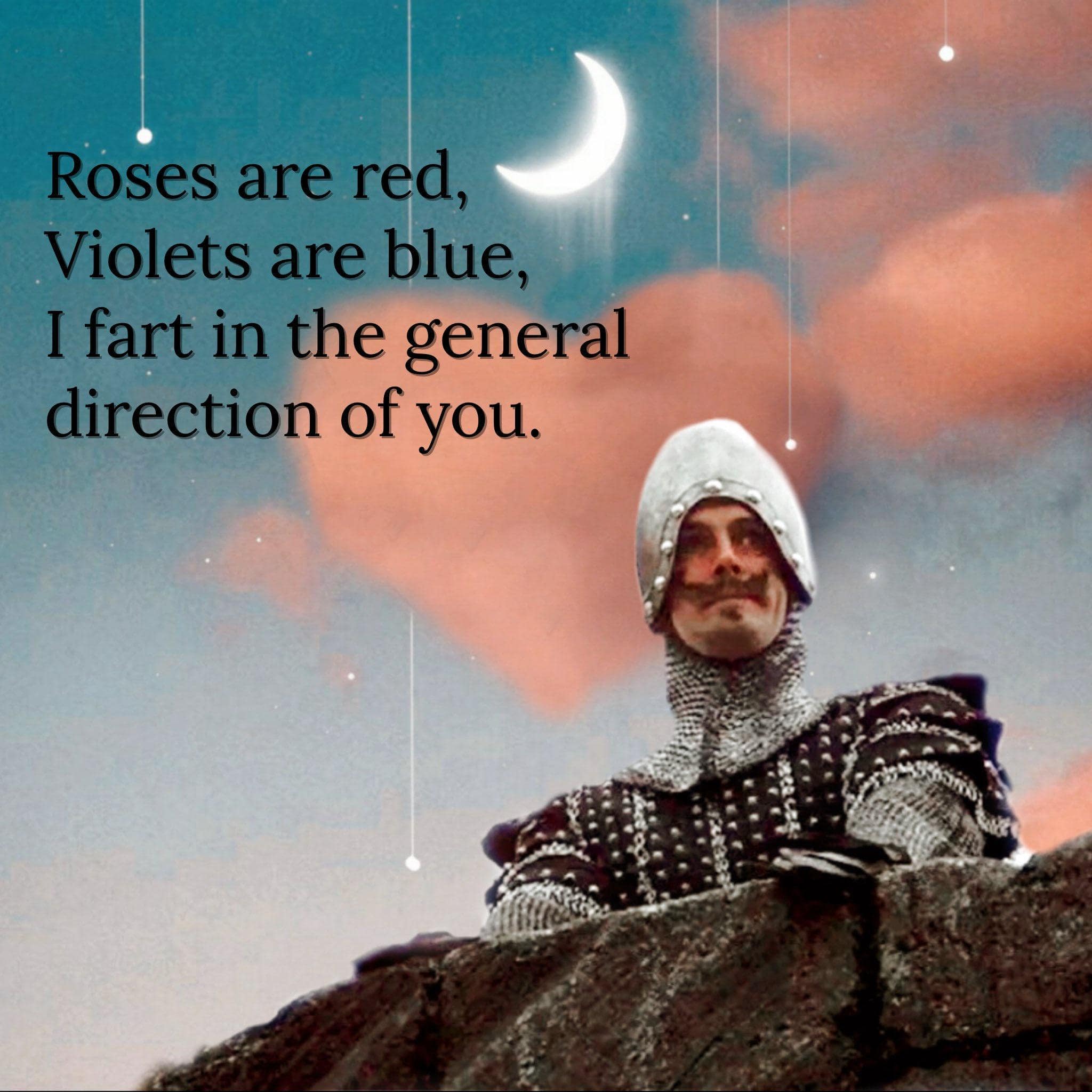 fart memes. Roses are red, Violets are blue, I fart in the general direction of you.