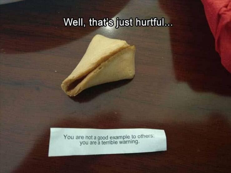 funny memes. Well, that's just hurtful... You are not a good example to others: you are a terrible warning.