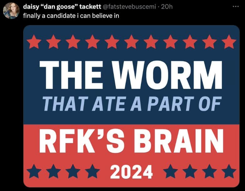 RFK jr brain worm memes, rfk jr, brain worm memes, Kennedy brain parasite jokes, RFK Jr cerebral worm humor, RFK Jr, Bobby Kennedy's son, Robert Kennedy Jr, Cerebral parasite jokes, neural parasite humor, RFK Jr brain worm tweets: Kennedy brain parasite tweets, RFK Jr cerebral worm posts
