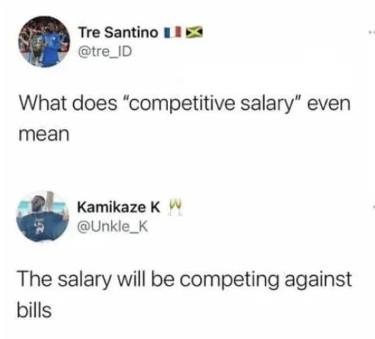 The salary will be competing against bills