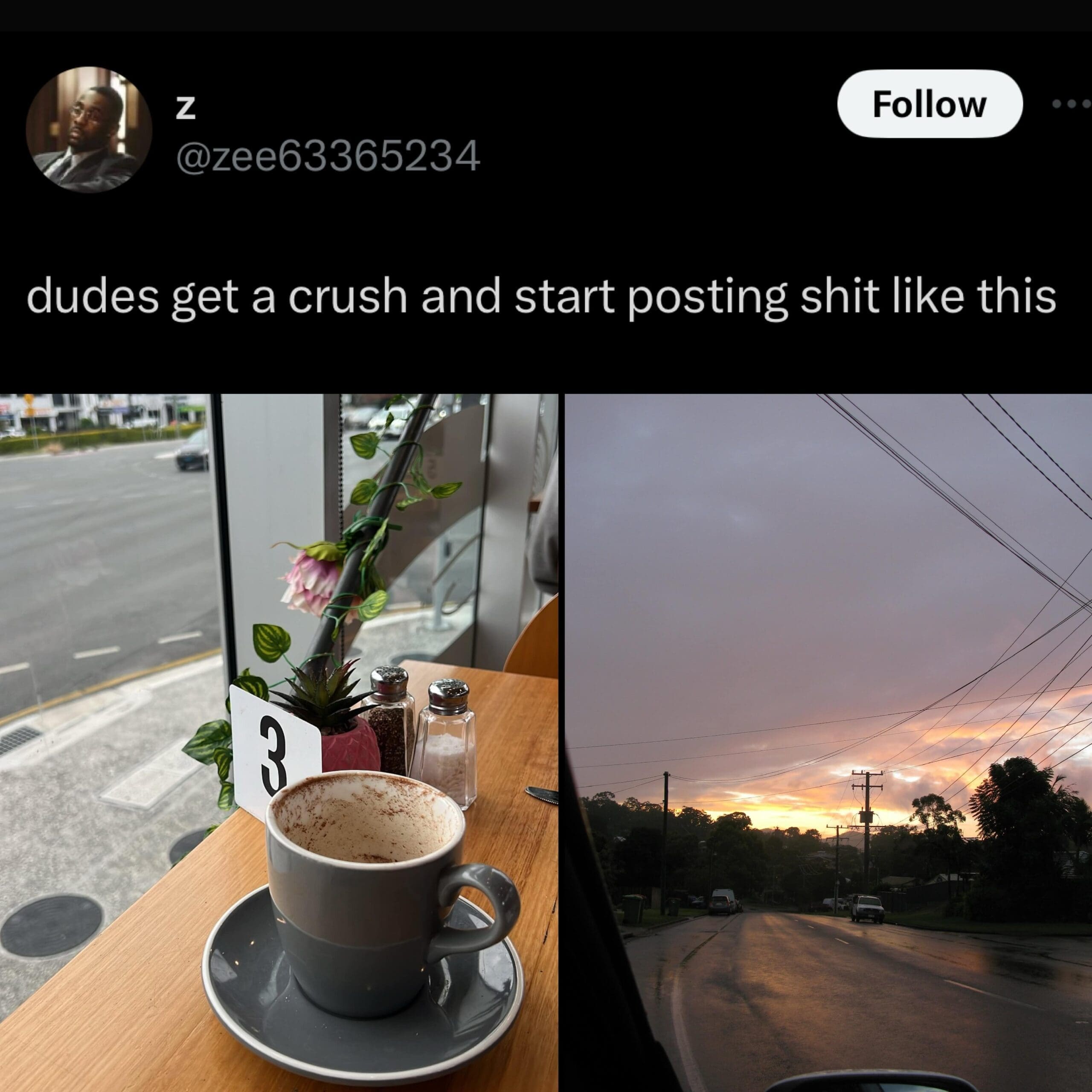 funny pics. dudes get a crush and start posting like this