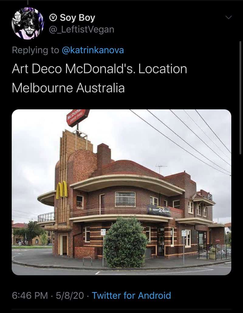 Art Deco McDonald's. Location Melbourne Australia