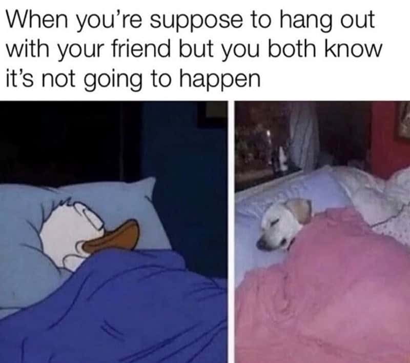 When you're suppose to hang out with your friend but you both know it's not going to happen