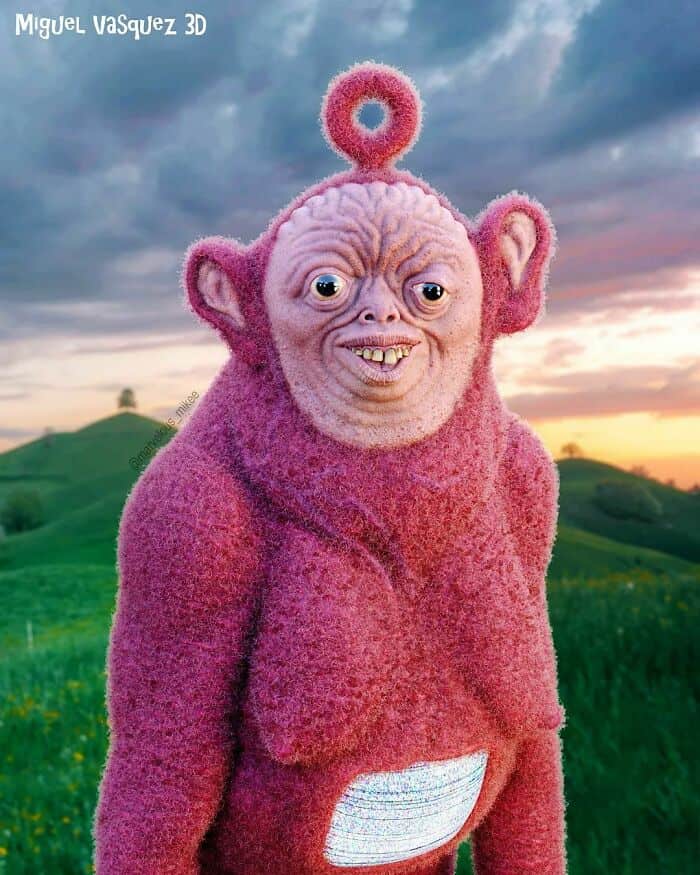 cursed images, Miguel Vasquez, Creepy 3D art, Disturbing childhood characters, Miguel Vasquez 3D art