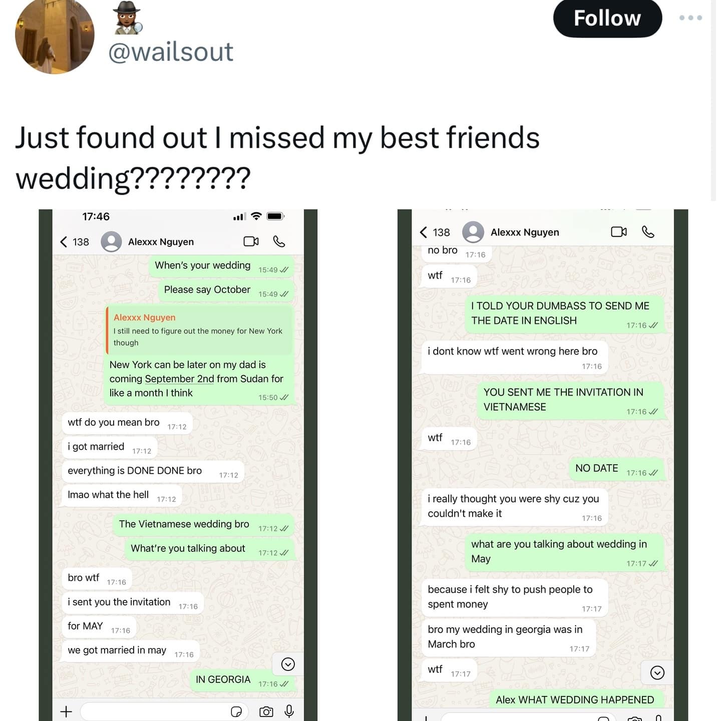 funny memes. Just found out I missed my best friends wedding????????