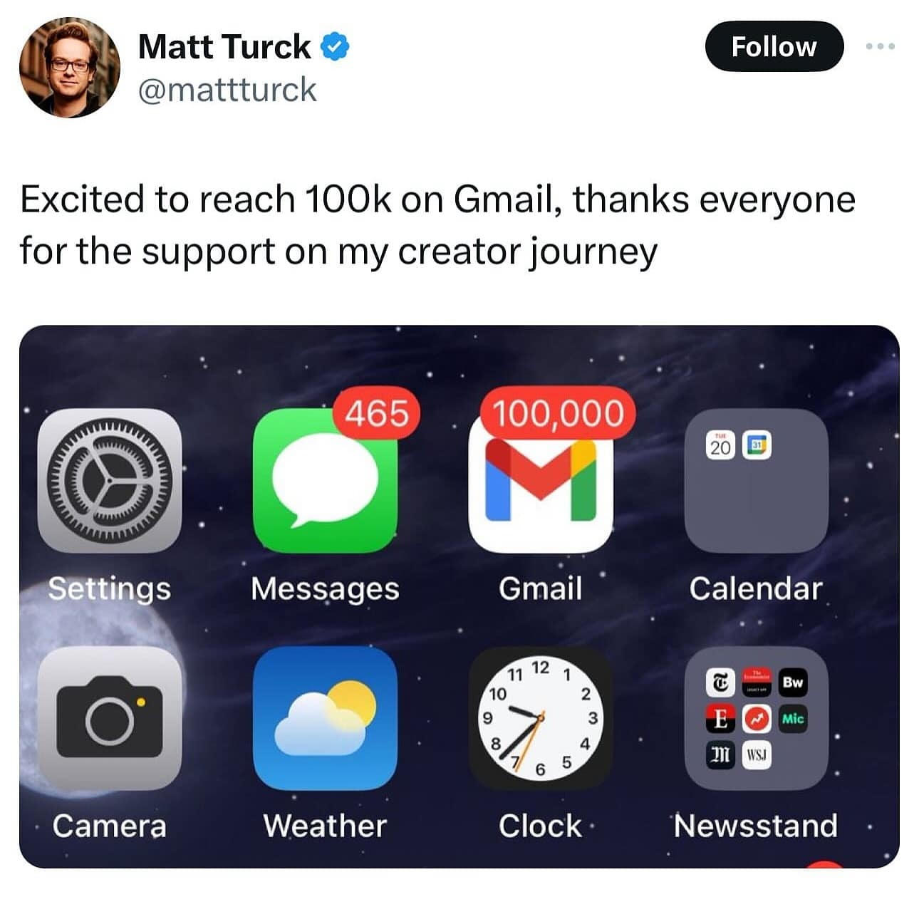 Excited to reach 100k on Gmail, thanks everyone for the support on my creator journey