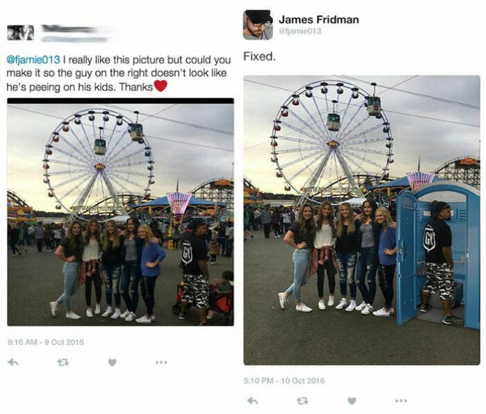 james fridman, Photoshop fails, internet humor, Photoshop jokes, hilarious photo edits, creative photo manipulations
