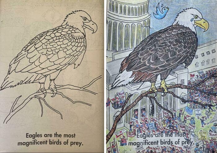 corrupted coloring books, adult coloring book humor, dark humor coloring books, funny coloring book edits