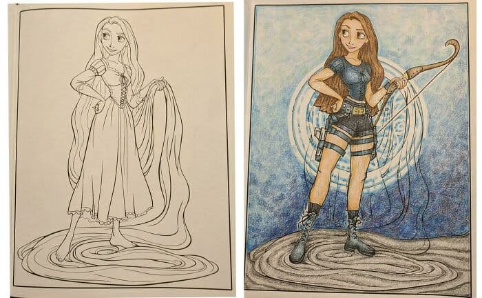 corrupted coloring books, adult coloring book humor, dark humor coloring books, funny coloring book edits