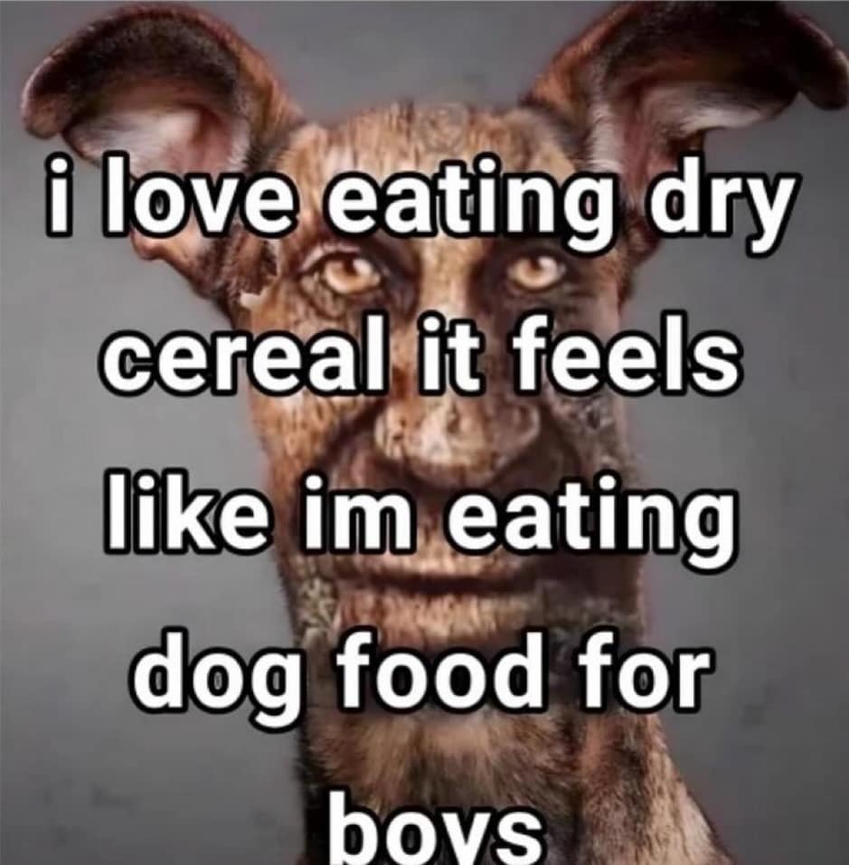 i love eating dry cereal it feels like im eating dog food for bovs