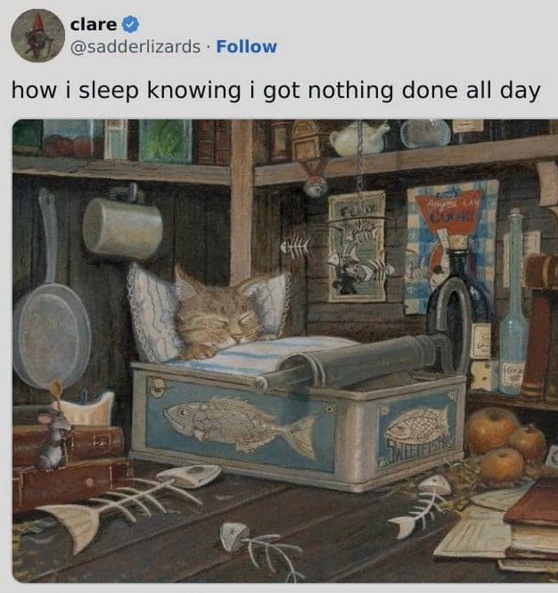 how i sleep knowing i got nothing done all day