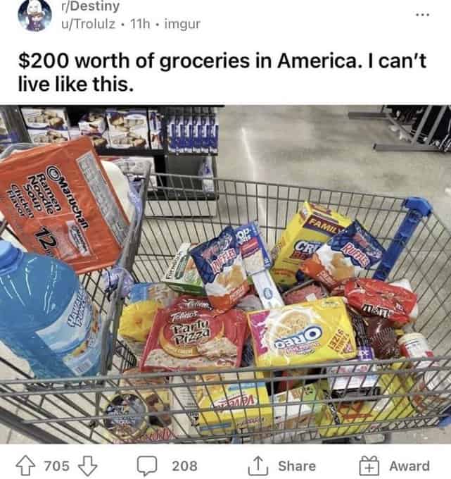 $200 worth of groceries in America. I can't live like this.