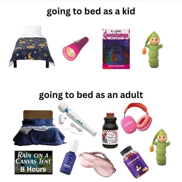 going to bed as a kid RL STINE Goosebumps going to bed as an adult