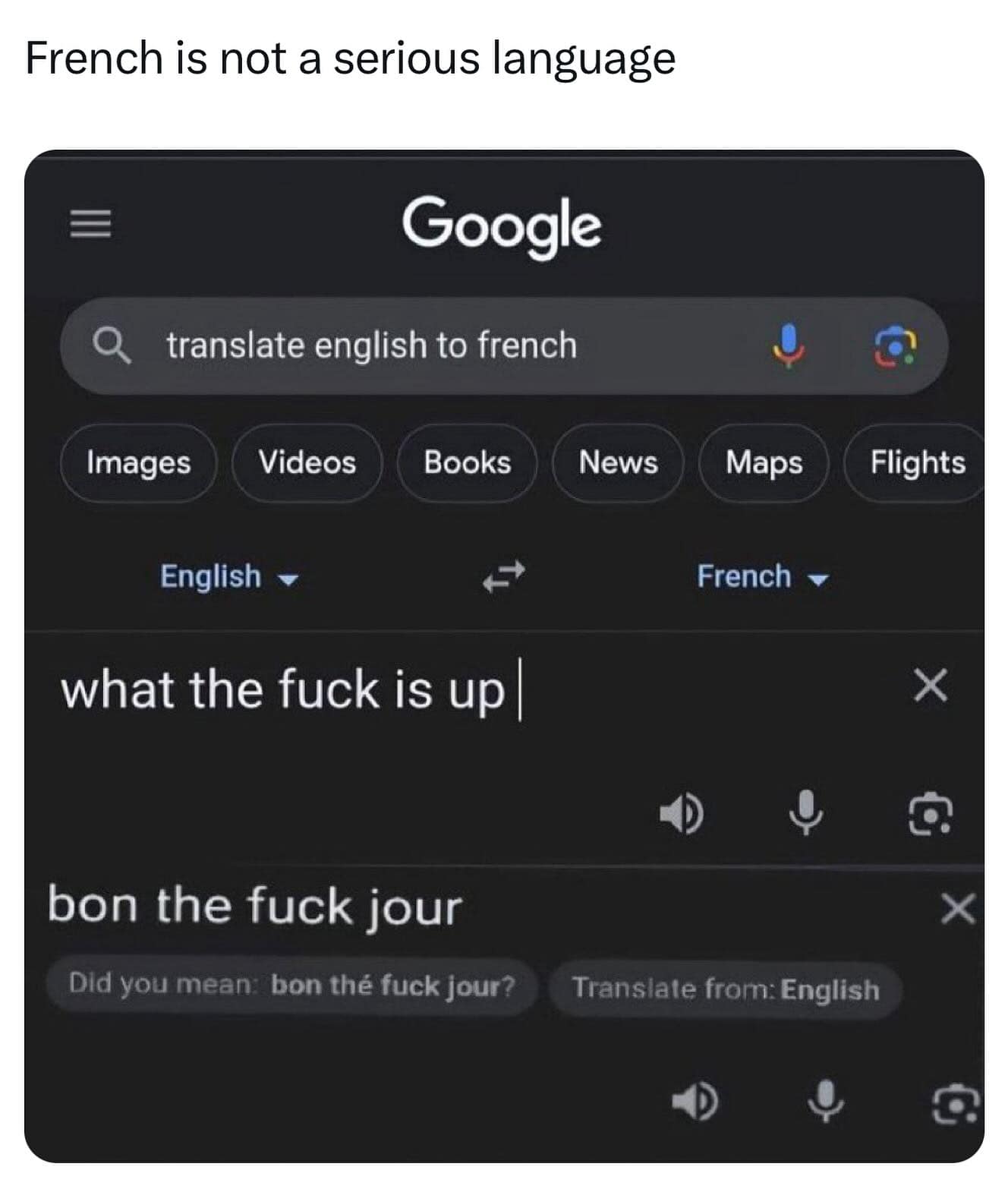 French is not a serious language