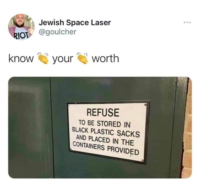 REFUSE TO BE STORED IN BLACK PLASTIC SACKS AND PLACED IN THE CONTAINERS PROVIDED