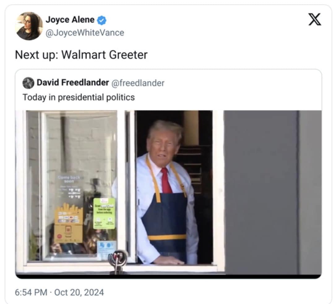 Trump working at mcdonald's memes, Trump mcdonald's memes, Trump fast food memes, Trump McDonald's jokes, Trump drive-thru memes, Trump burger memes, Trump McDonald's parody, Trump fast food stunt memes