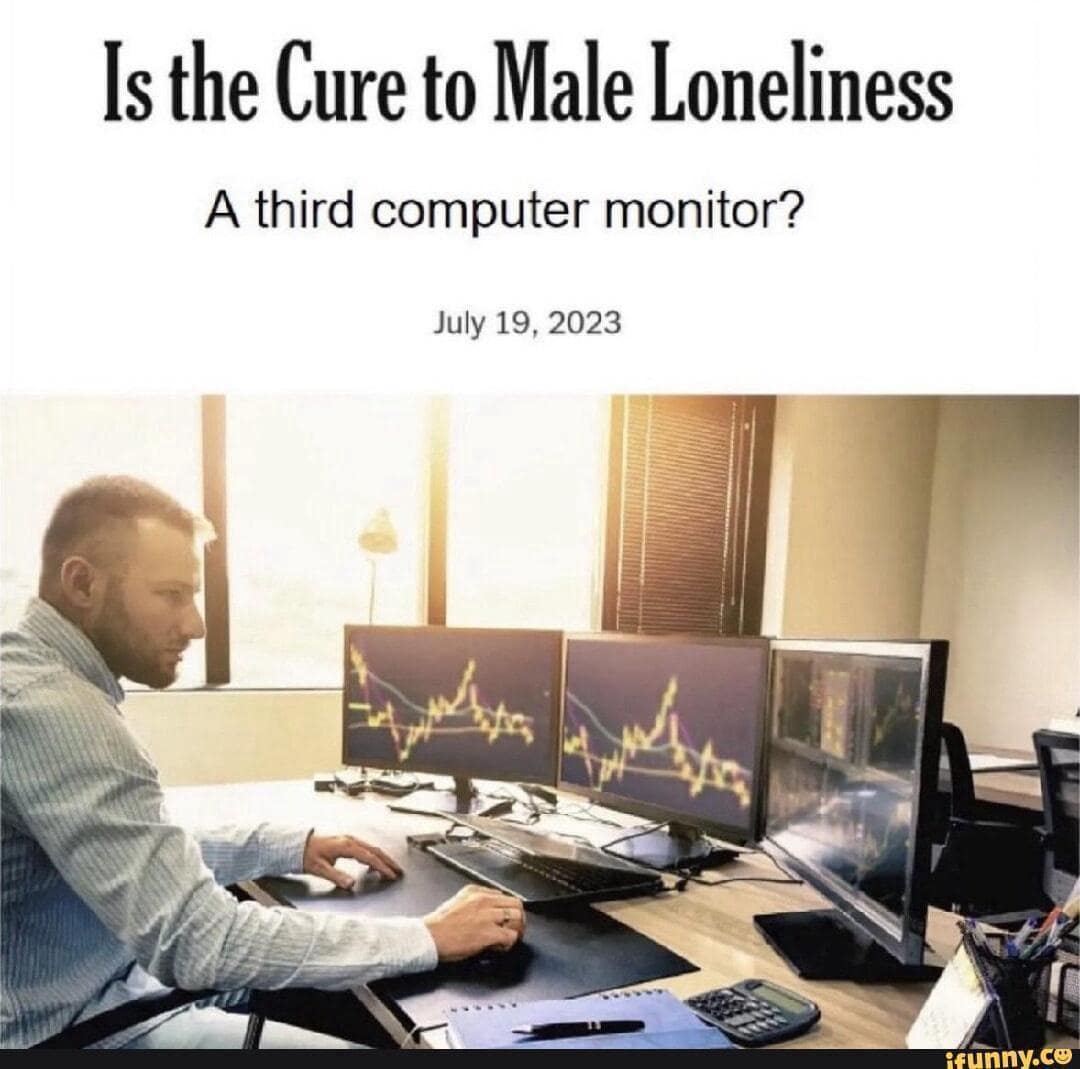 Is the Cure to Male Loneliness A third computer monitor?