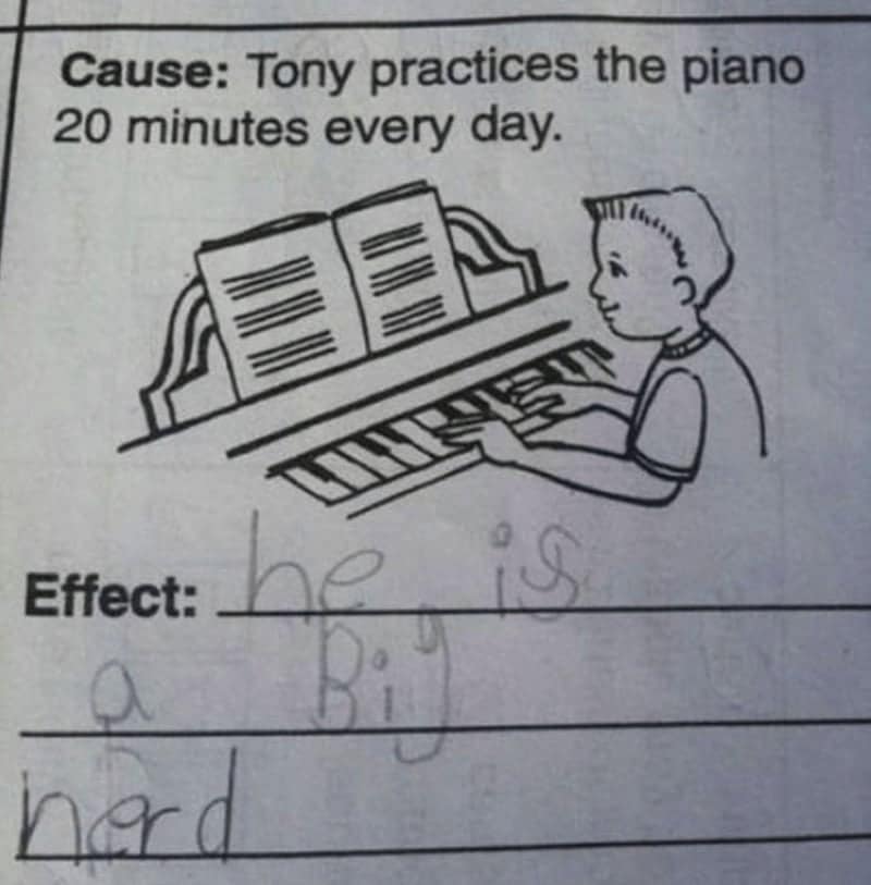 Tony practices the piano 20 minutes every day.