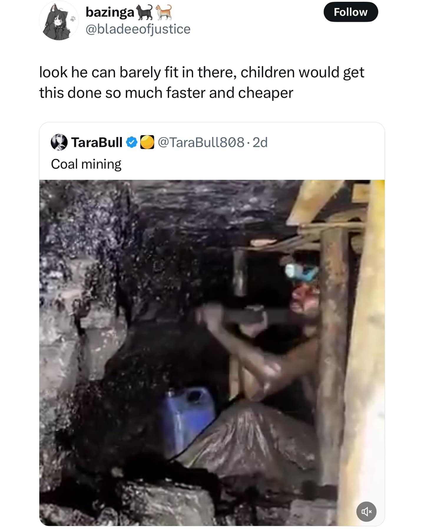 look he can barely fit in there, children would get this done so much faster and cheaper