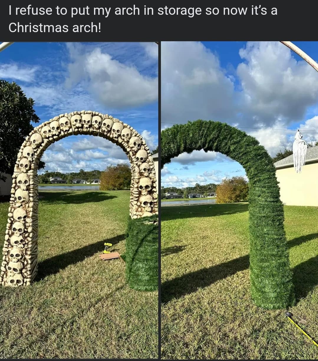 I refuse to put my arch in storage so now it's a Christmas arch!