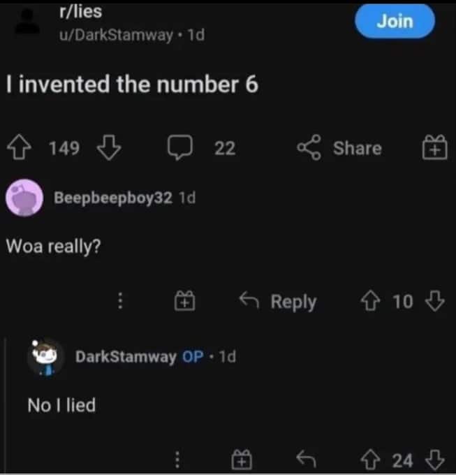 I invented the number 6