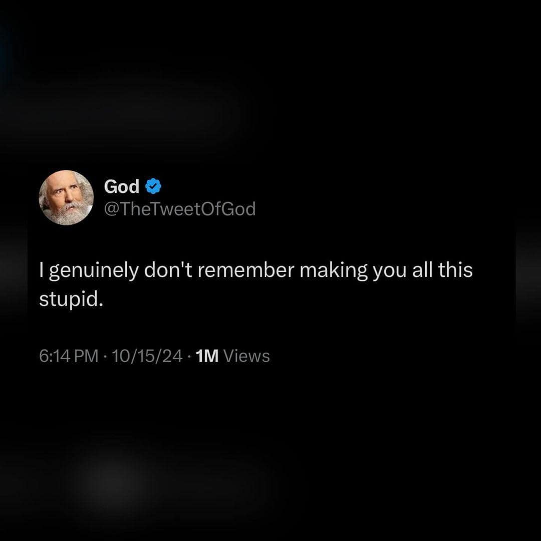 I genuinely don't remember making you all this stupid.