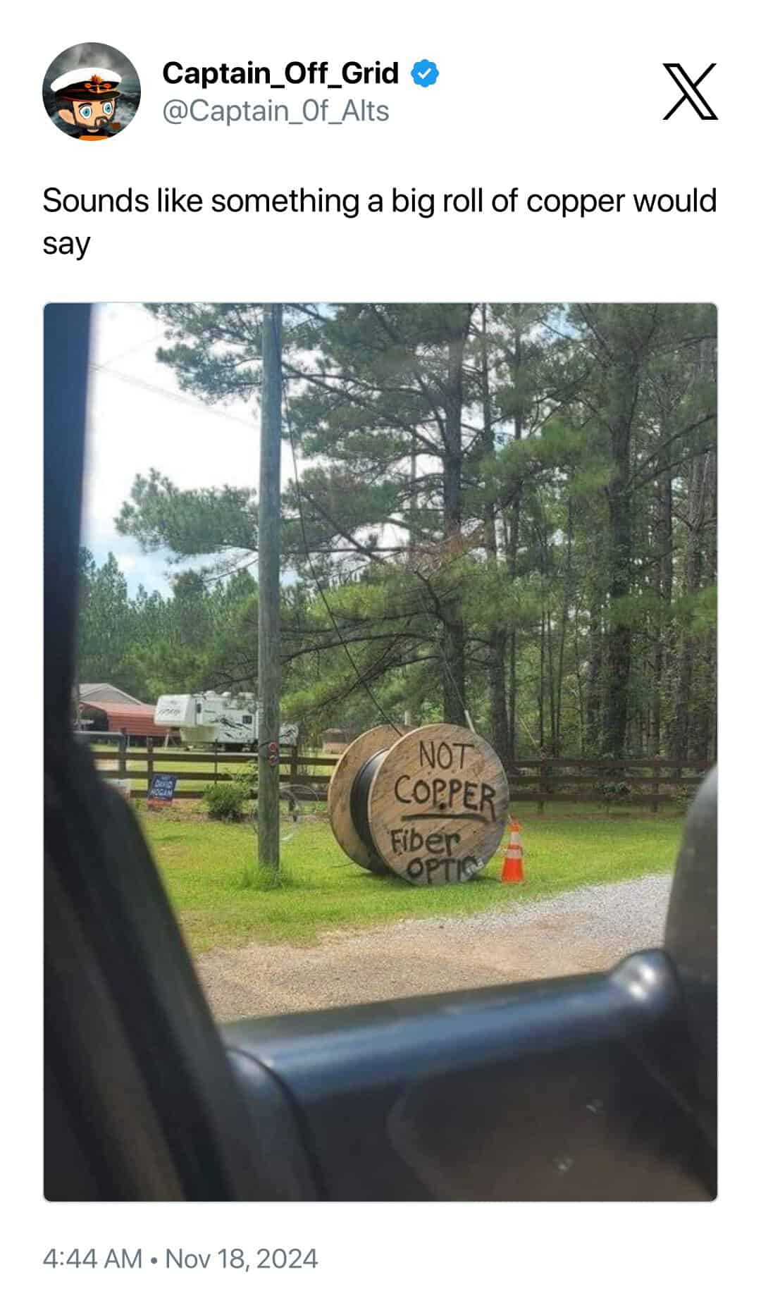 Sounds like something a big roll of copper would say