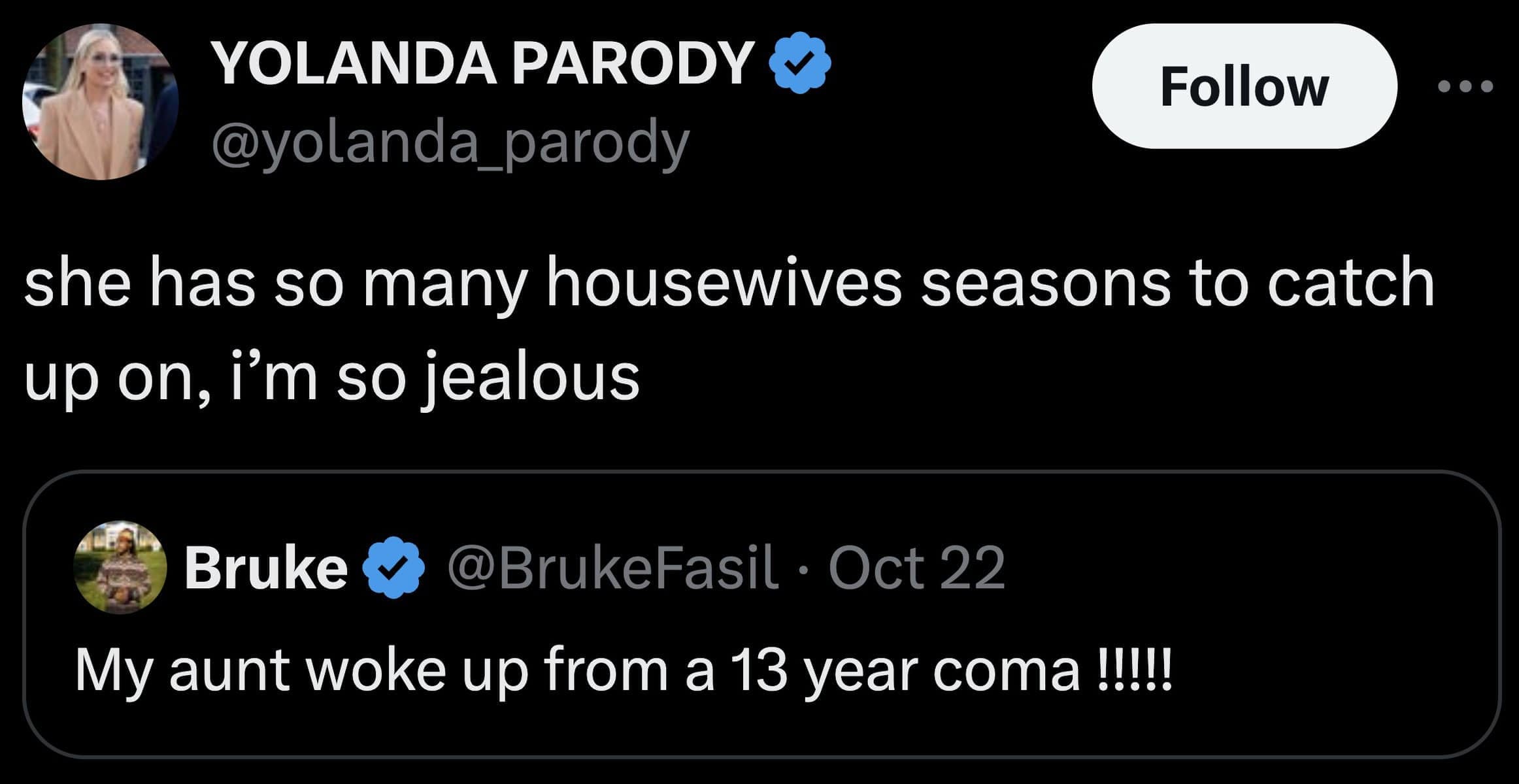 she has so many housewives seasons to catch up on, i'm so jealous