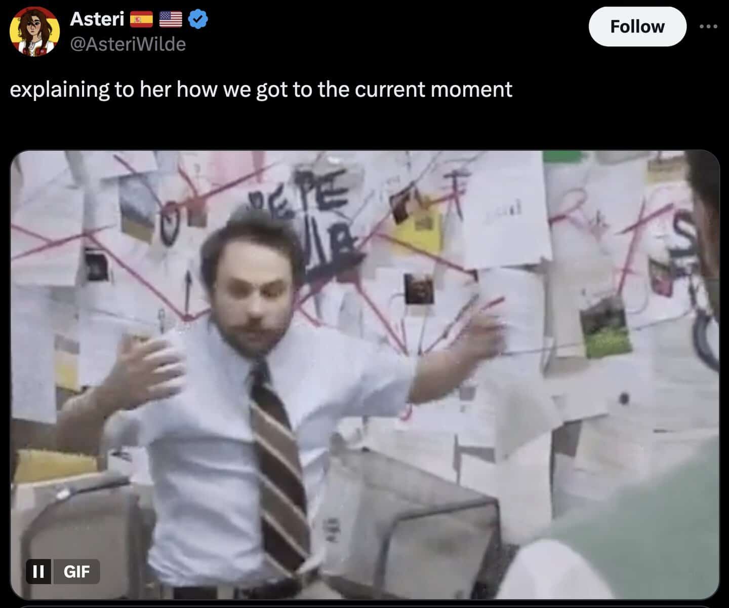 explaining to her how we got to the current moment