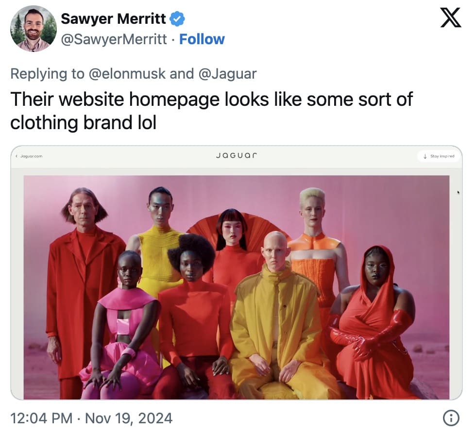 jaguar commercial memes, jaguar memes, Jaguar rebrand memes, Jaguar advertising memes, Jaguar branding memes, brand criticism memes, advertising fail memes, corporate rebrand jokes, marketing memes, logo critique memes, car brand memes