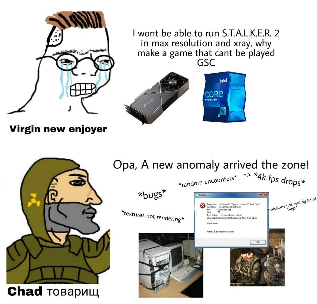 stalker 2 memes, stalker memes, Stalker 2 memes, Stalker memes, game release memes, Stalker humor, video game memes, delayed game memes, RPG memes, post-apocalyptic memes, gaming community jokes