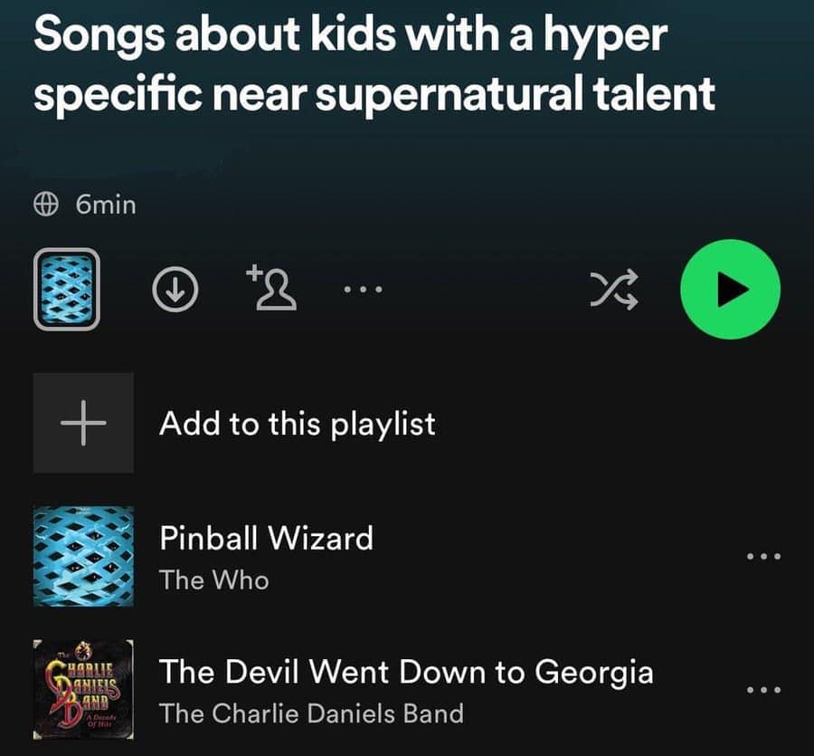 Songs about kids with a hyper specific near supernatural talent