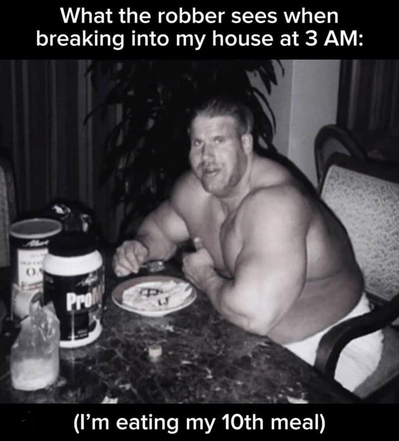 What the robber sees when breaking into my house at 3 AM: (I'm eating my 10th meal)