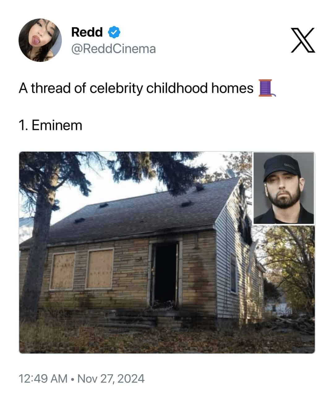 A thread of celebrity childhood homes 1. Eminem