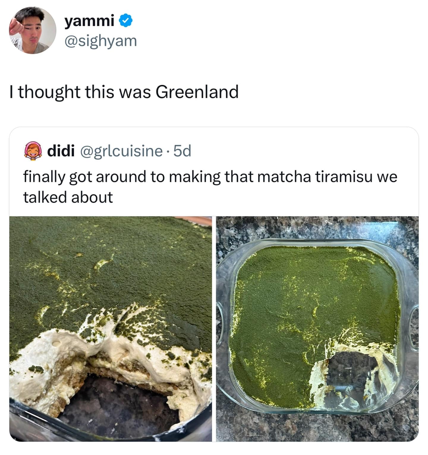 finally got around to making that matcha tiramisu we talked about