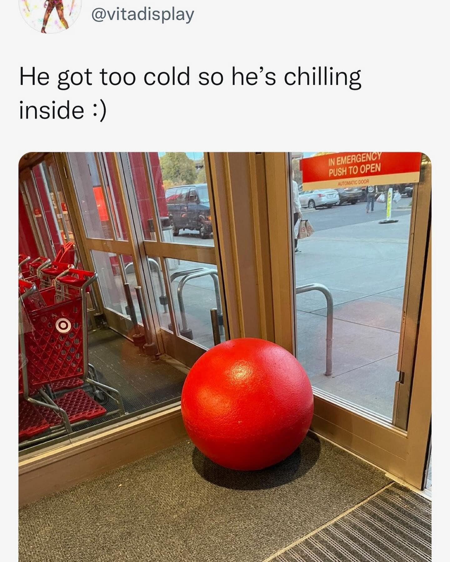 He got too cold so he's chilling inside