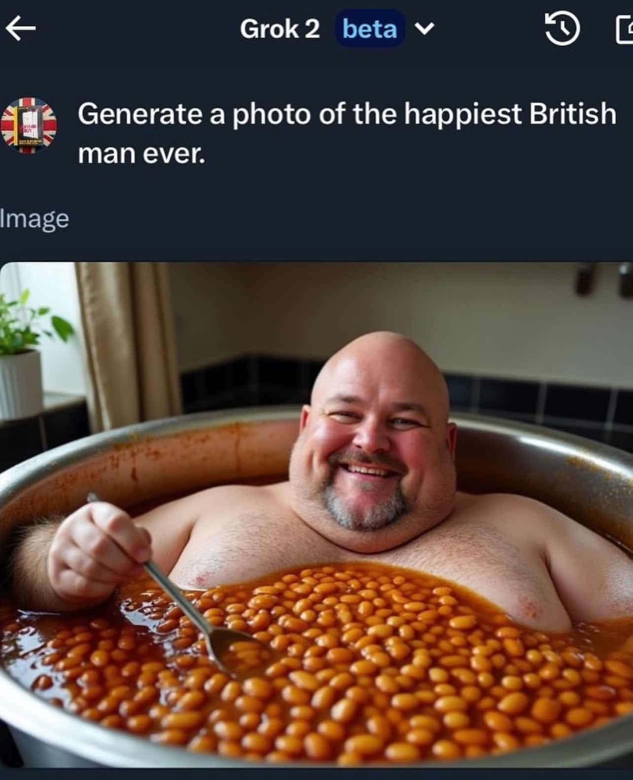 Generate a photo of the happiest British man ever.