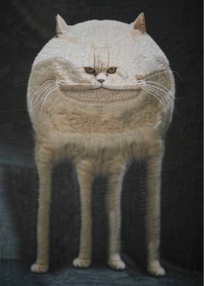 lola dupre, surreal collage, warped painting, bizarre art, animal paintings, creature-based art, fauna portraits, pet canvases, distorted portraits warped visuals, twisted figure art, reconfigured faces