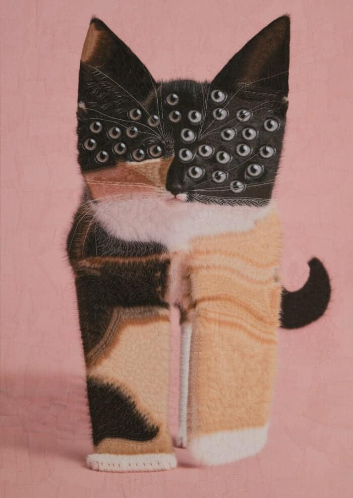 lola dupre, surreal collage, warped painting, bizarre art, animal paintings, creature-based art, fauna portraits, pet canvases, distorted portraits warped visuals, twisted figure art, reconfigured faces