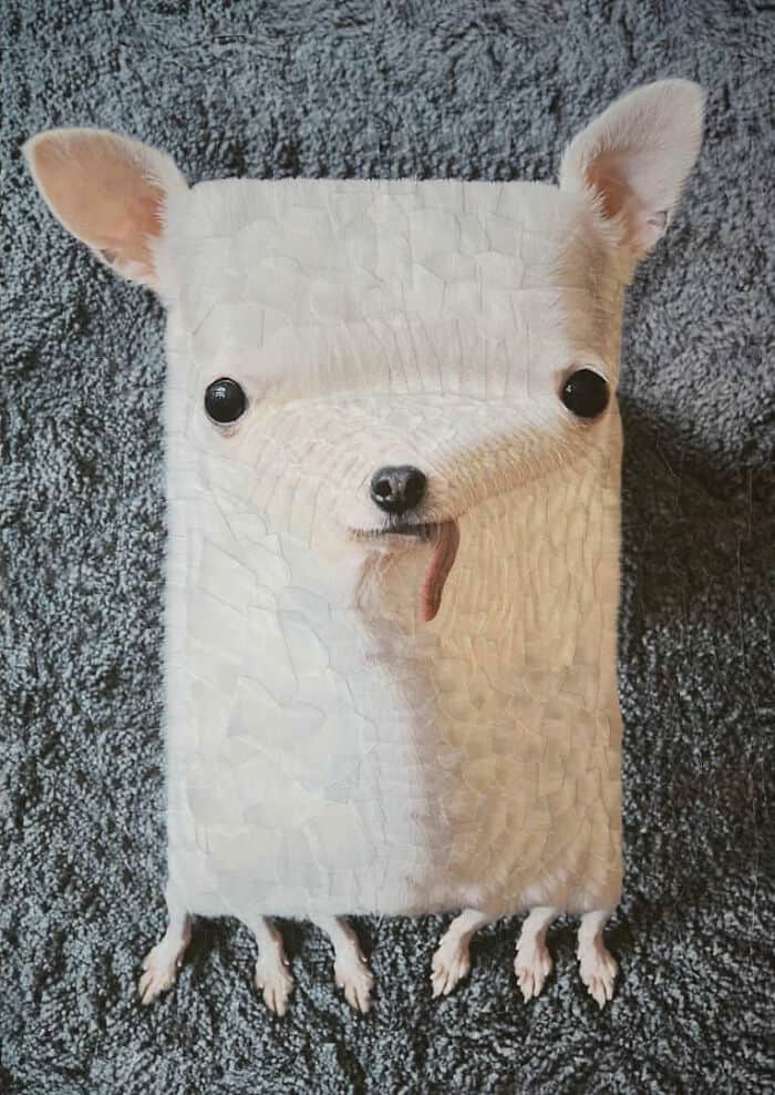 lola dupre, surreal collage, warped painting, bizarre art, animal paintings, creature-based art, fauna portraits, pet canvases, distorted portraits warped visuals, twisted figure art, reconfigured faces