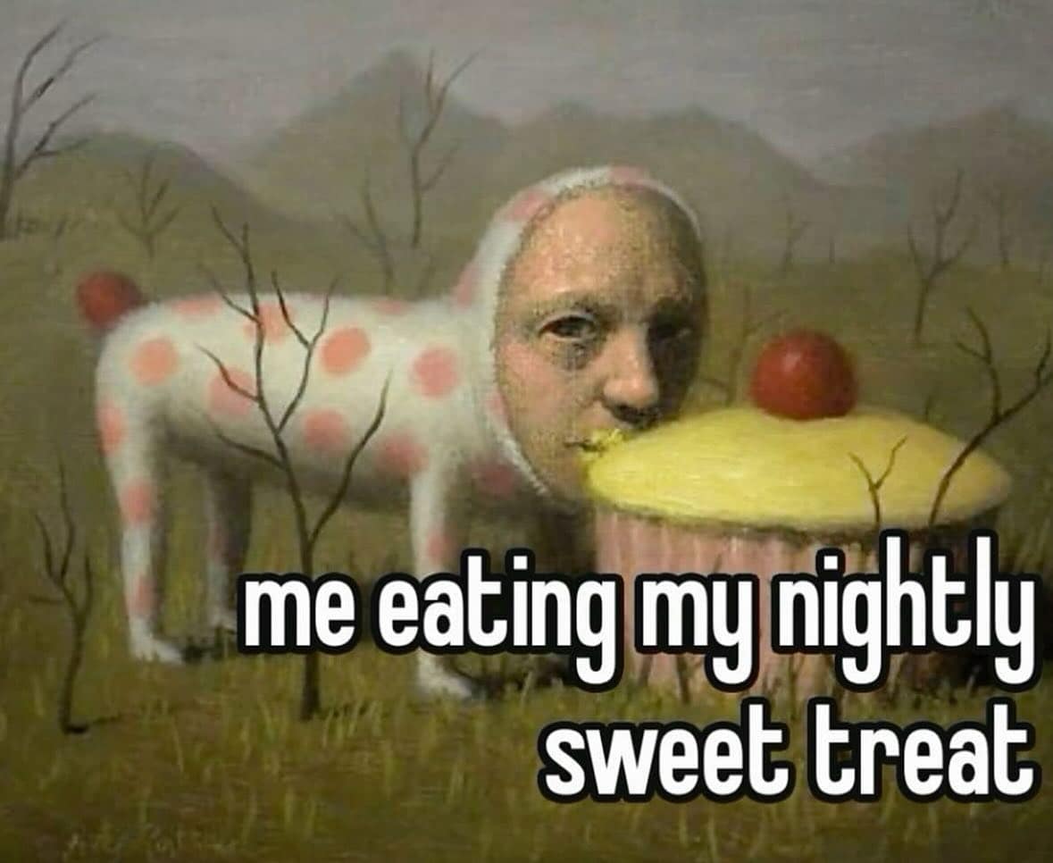 me eating my nightly sweet treat