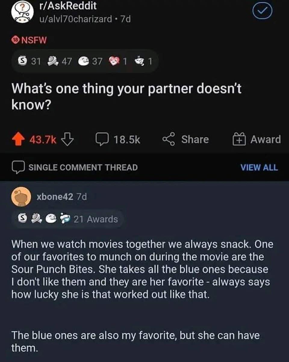 What's one thing your partner doesn't know?