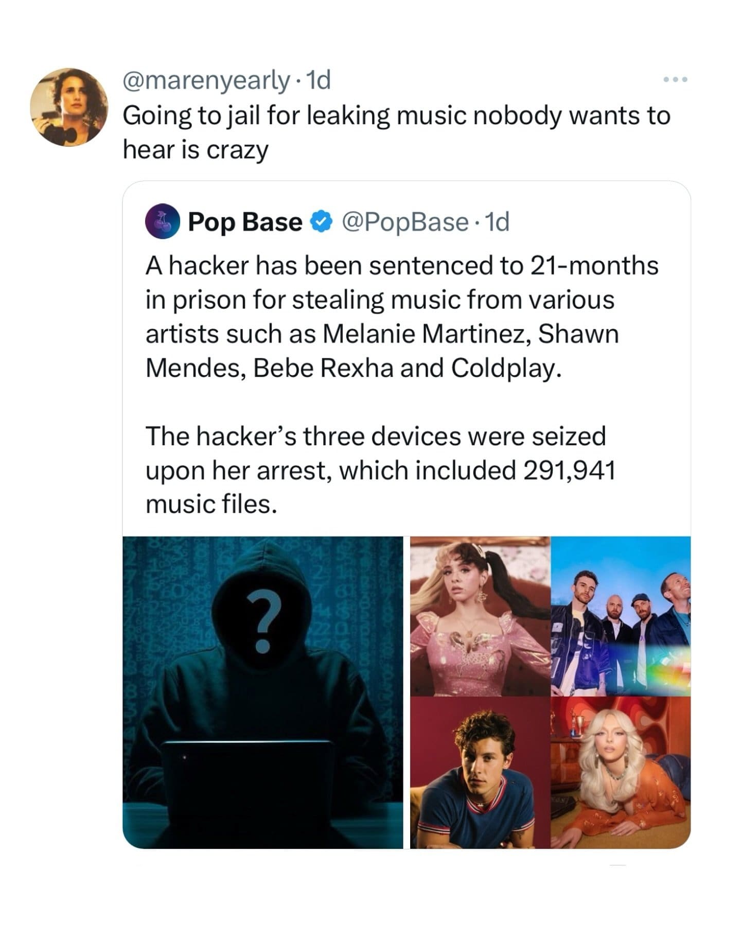 Going to jail for leaking music nobody wants to hear is crazy